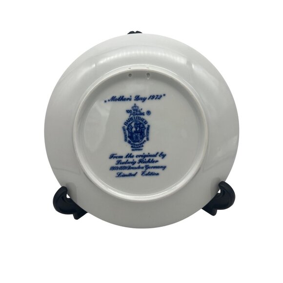 1972 Bareuther Muttertag Plate 7.75" Blue White German Porcelain Mothers Day - Picture 2 of 5
